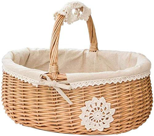 ZXDZMM Cestino da Picnic in Vimini, Cestino in Vimini con Manici per Verdure, Frutta, Pane, Perfetto per Picnic
