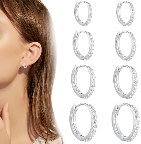 SJBAUTYO Boucles d'Oreilles Créoles Or et Argent 925 pour Femme - Hypoallergénique - 6/7/8/9mm
