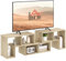 HOMCOM TV Stand for TVs up to 75 Inches, Free Combination TV Unit with Storage Shelves, Extendable Entertainment Centre for Living Room, Grey Oak Wood-Effect