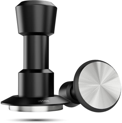 Vandroop Tamper 51mm 4-Feder-System Kaffee Espresso Tamper für Barista Zubehör 25-35lbs Einstellbarer Anpressdruck mit Sound Feedback Präzisions Edelstahlbasis