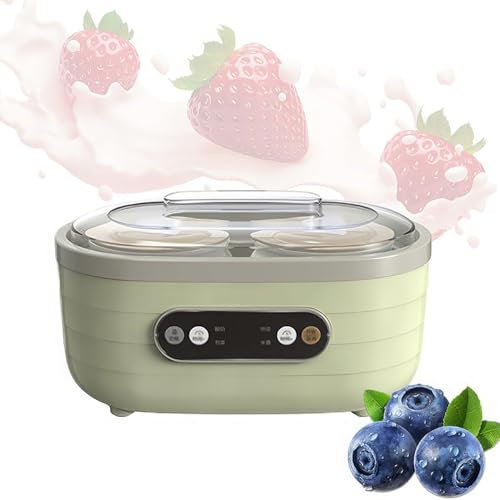 HYYKEJI Yogurtera, pequeña yogurtera doméstica Multifuncional con 2 Tazas Grandes y 6 pequeñas, Tiempo Ajustable, Pantalla táctil LCD, para postres caseros Frescos y saludables