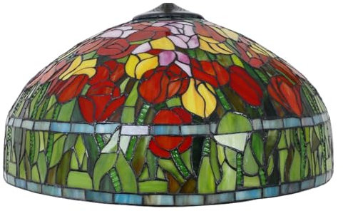 CAFIEDR 20-Inch Tiffany Style Floral Lampshade Replacement, Tulip & Rose Stained Glass Lamp Shade Only for Table Lamps Pendant Lamps Floor Lights,Tulip (Tulip)