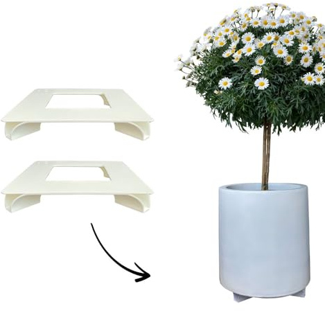 terraced® – uppsättning av 2 – blomkruka underlägg – fyrkantig – 27 x 27 cm – underlägg blomkruka – återvunnet material – Made in Germany (cremevit)