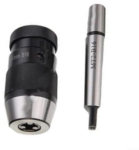 Zoegneer Juego de portabrocas autoajustables sin llave B16 de 1 a 16 mm con mandril MT2-B16 para fresadora de torno, herramientas manuales eléctricas de metal