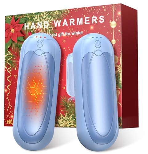Handwärmer Wiederaufladbar 2er-Set, 7000mAh Elektrische Taschenwärmer mit 3 Heizstufen, Tragbare Magnetische Handwärmer, Wintergeschenk für Damen & Herren, Blau