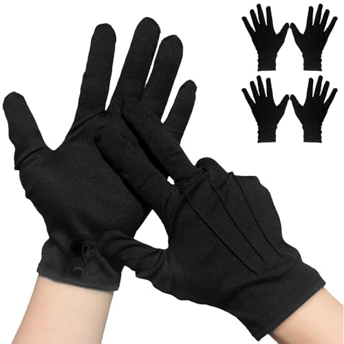 AUNGCSHE 3 Paar Weiße Handschuhe Schützenfest und Druckknopf, Baumwollhandschuhe, Weisse Handschuhe Herren für Etiquette, Parade, Formelle Smokings, Schmuck Inspektion, Schützenfest, Unisex