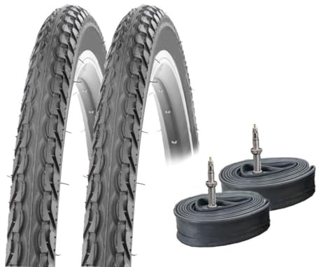 2X Fahrradreifen Set Khan K-197, 28 Zoll, schwarz, 700x38C 40-622 | K-Shield Pannenschutz, 28 x 1.5, 2X SV Schläuche inklusive