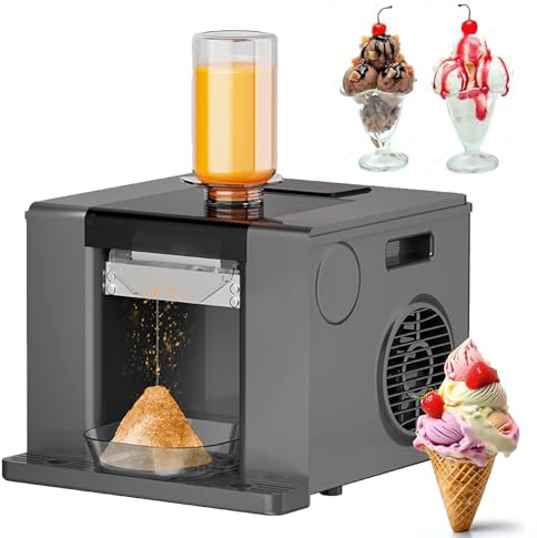 ZEEKYFOR Machine à Glace Pilée Professionnelle 280W, Sorbetière, Machine à Glace Pilée, Machine à Cornets de Neige électrique pour Restaurants, Bars, Snack-Bars et Pâtisseries Black
