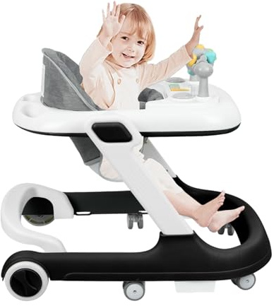 Babywalker Lauflernhilfe Gehhilfe Gehhilfe Gehhilfe 2 in 1 Die erste Stufe des Wachstums von Säuglingen und Kleinkindern, Koordination der Gliedmaßen, fördert das Wachstum, Schwarz