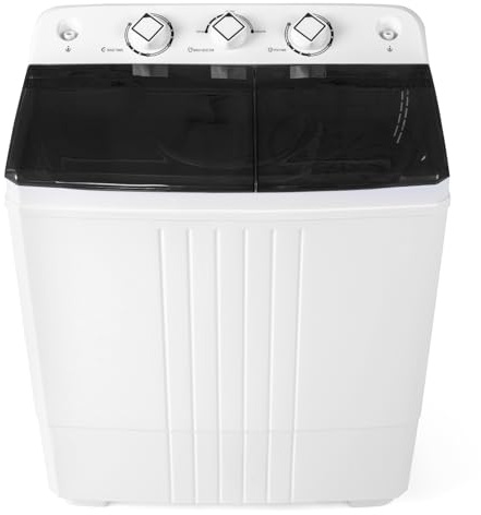 COSTWAY Twin Tub Washing Machine, 8KG (5KG Washer+3KG Dryer) | Timing Function, Drain Pump, Portable Laundry Washer and Spin Dryer Combo, for Apartment Dorms Camping