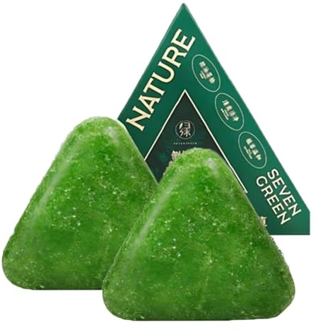 Nature Triangle Solid Shampoo Solid Natural Cypress Leaf Usman Cream Shampoo Lugnande och Stärkande Vegan Hårvård för kvinnor och män (2 st)
