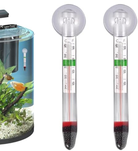 2 Stück Aquarium Thermometer, Glasthermometer Aquarium | Aquariums Thermometer Innen, Präziser Wassertemperaturmesser Für Fischbecken, Leicht Ablesbare Skala, Korrosionsbeständig