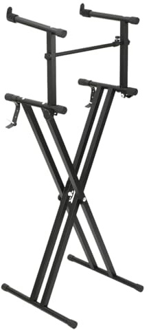 TABODD 2 Layer DJ Desk Stand for Bar, Height and Width Adjustable X-Shape DJ Stand Rack Keyboard Stands with Laptop Stand DJ Equipment Workstation for Music Display