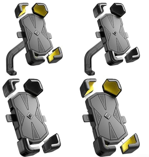 Sumsoctober Soporte de teléfono de bicicleta de 360 grados para dispositivos de 4 5 a 7 2 pulgadas, soporte de motocicleta a prueba de golpes para navegación y música (amarillo A)