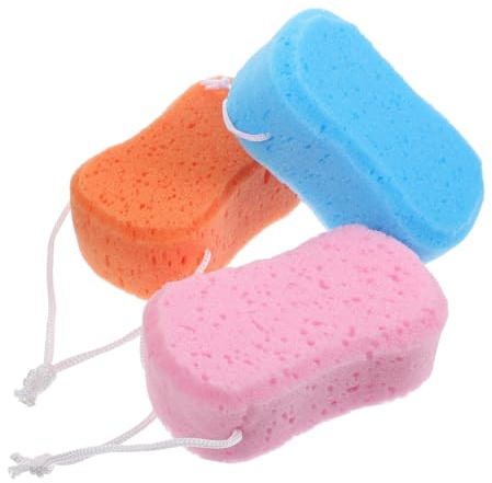 COLLBATH 3 Stück Körperreinigungsschwämme Duschschwamm Peeling Badebälle Strapazierfähig Weich für Bad und Dusche mit Massageschwamm Zufällige Farbe