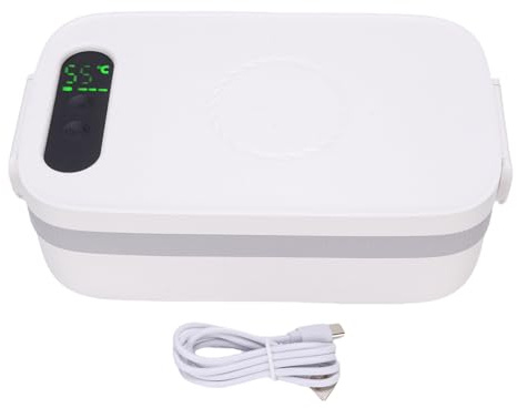 Gsycle Lunch Box riscaldato, contenitore per il pranzo elettrico senza fili in acciaio inossidabile 304 scaldavivande contenitore autoriscaldante per lavori in auto, picnic, uso esterno
