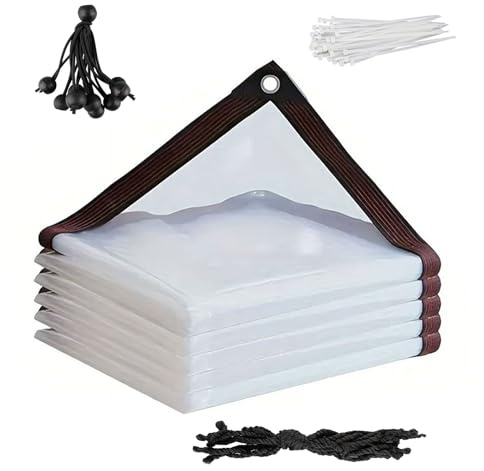 hocadon Lona Transparente con Ojales Lona Impermeable Exterior 2 x 3 m Toldo Impermeable Transparente Lona para Terraza, Balcón, Muebles de Jardín, Pabellón, Gallinero | Lona impermeable transparente para terraza, balcón, muebles de jardín, gallinero, 2 x 3 m