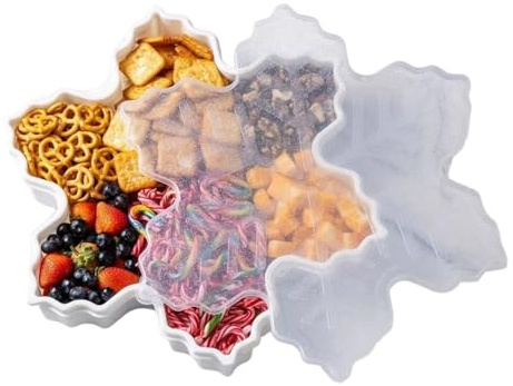 Befeixue Christmas Plate, Festive Storage Container with Lid, Snack and Food Tray as well as Christmas Serving Plate, for Food, Biscuits, Sweets, Desserts, Cheese, Chocolate, Party, Home Decoration