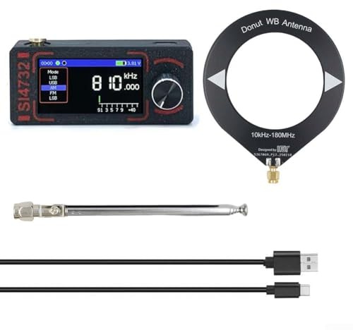 Radio portatile SI4732 con controllo S3 Master Band Full Band FM AM LSB Supporto USB HF SW VHF Ricezione 1.9 pollici IPS schermo antenna porta altoparlante integrato batteria 800mAh (nero)