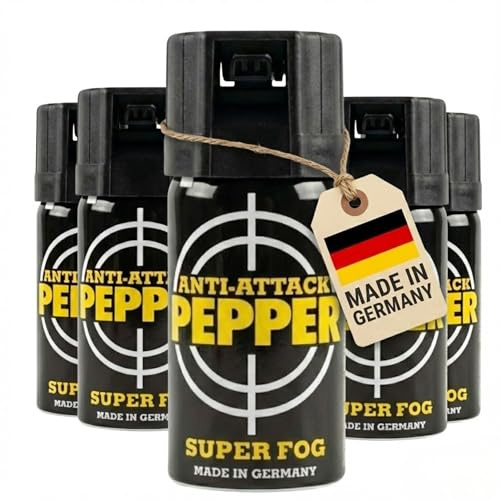 Anti-Attack Pfefferspray Super Fog Tierabwehrspray – Hochdosiertes Abwehrspray mit Schutzkappe, Made in Germany, 40 ml, Kegelförmiger Sprühstrahl für maximale Trefferfläche