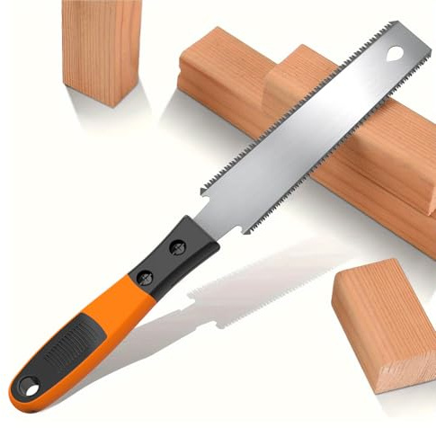 SURFOU Scie à bois japonaise - Petite scie à traction double face - Poignée antidérapante - Lame fine en acier au carbone - Pour le bricolage, le travail du bois