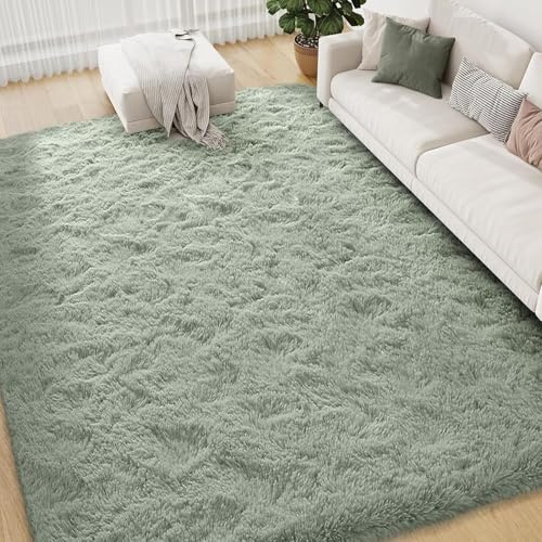 FVVRAX Tapis à Poils Longs 120x180cm Vert, Tapis Doux antidérapant Moelleux