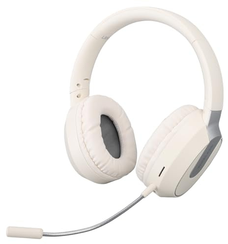 MENDUNER Cuffie da Gioco Wireless, Cuffie Bluetooth con Microfono Staccabile, Avvolgimento Completo 'orecchio, Comoda Cancellazione del Rumore, compatibilità Multipiattaforma per Telefoni (Beige)