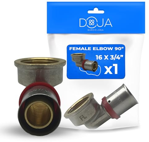 DOJA Barcelona Codo Hembra Multicapa 90° Rosca Interior - 16x3/4 - Codo Multicapa a Prensar, Conector Hembra, Conexiones Estancas, Compatibilidad Versátil, Fácil Instalación, Tubería