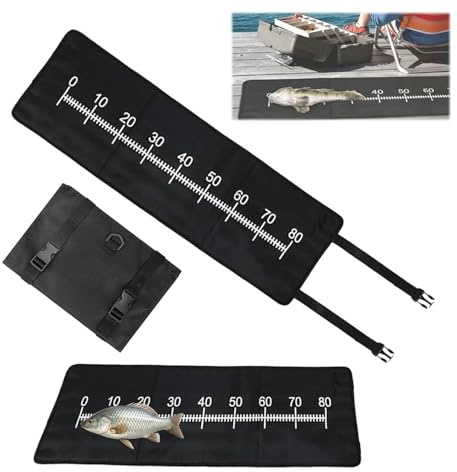 Abhakmatte mit Maßband 100x30cm, Wasserdicht Abhakmatte Angeln, Faltbare Fischschutz-Matte, Schonendes Abhaken/Rollbar/Ultraleicht/Präzise Messungen für Barsche Karpfen Welse Raubfisch (Oxford-Stoff)