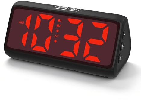 Wecker Digital Batteriebetrieben und Netzbetrieb, Digitalwecker mit großer LED-Anzeige, 4 Helligkeitsstufen, 4 Lautstärkestufen, Snooze, Wecker Ohne Ticken für Schlafzimmer Nachttisch Wohnzimmer