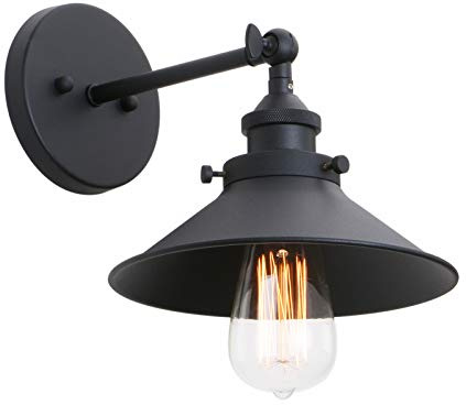Vintage Wandleuchte E27 Metal Wandlampe für Küche Büro Flur Wohnzimmer | Innen Wandleuchte 270°Verstellbare Wandlampe mit Schwarze Metallschirm und Stabile Halterung E27 max. 40W