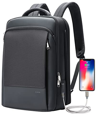 BOPai Expandable Travel Professional Men Business Laptop Backpack 15.6 inch Work Smart Rucksack Anti Theft Large Multi-Function Computer Office Black with Waterproof USB Charging Water Bottle Holder