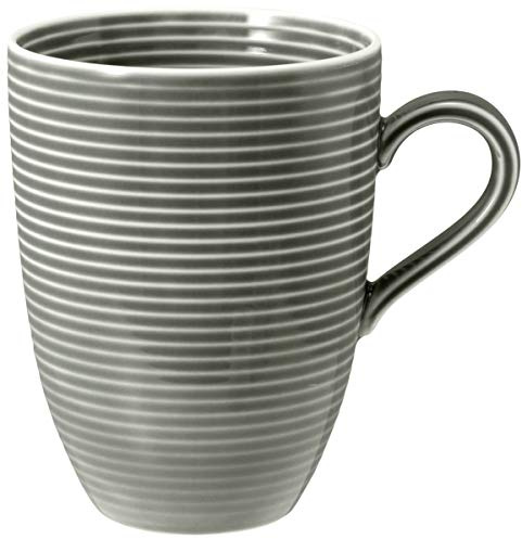 Seltmann 001.753844 Beat Porzellan Becher mit Henkel, Rund, Grau, 0.35L, 11.0cm Durchmesser, 10.8cm Höhe, 6 Stück