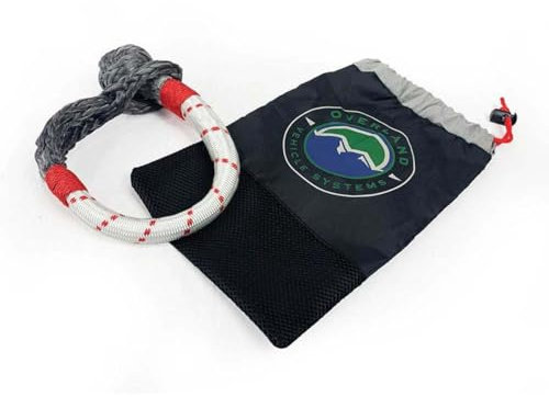 Overland Vehicle Systems Manille souple de 18,6 kg avec boucle et manchon abrasif – Sac de rangement en nylon balistique 600 deniers – Corde en fibre synthétique Dyneema – Pour récupération automobile