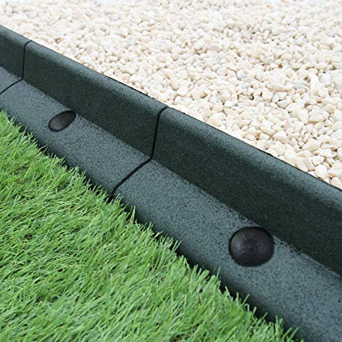 Bordure de Pelouse Flexible Bordure de Jardin Gazon Bordure de Chemin Bordure de Potager Bordure de Lit de Fleurs Bordure Surélevée en Caoutchouc Gazon Artificiel Vert | Lot de 8 x 1.2m