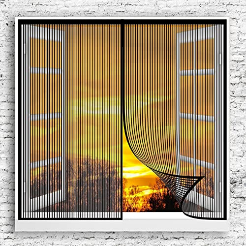 GOUER Magneti Rete Anti Zanzare 110x150cm Pieghevole Totalmente Zanzariera a Maglie Mesh Magnetico Facile da Installare Senza Fori per Balcone e Porta Finestra, Nero