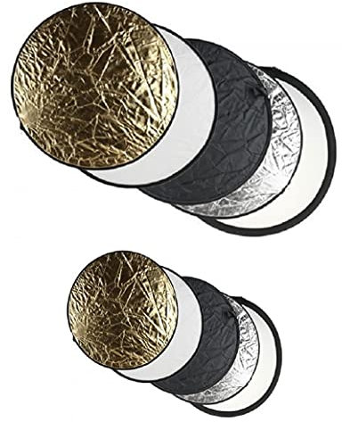 Impulsfoto 2 Sets 5in1 Faltreflektoren - ca. 55cm und 105cm - Je Set Gold, Silber, Schwarz, Weiß und Diffusor