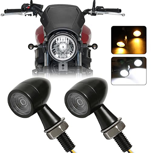 DREAMIZER Clignotant Moto LED, 12V 2PCS Indicateurs Moto Mini LED Étanches Lumières Indicateurs E-marked Universal pour Scooter Quad Cruiser Off Road.