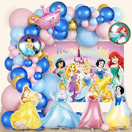 Prinzessin Geburtstagsdeko - Ballon, Hintergrund, Folienballon, Helium Luftballons, Party Deko Kindergeburtstag für Mädchen