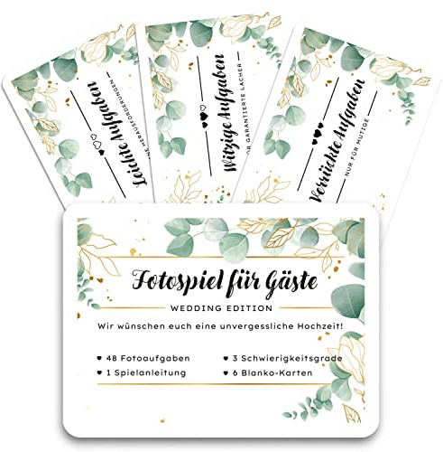 Fotospiel Hochzeit Eukalyptus für Gäste - Lustiges Hochzeitsspiel mit kreativen Fotoaufgaben für unvergessliche Erinnerungen (54 Karten)