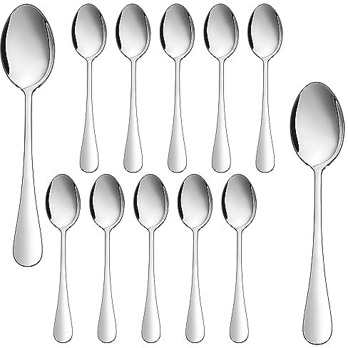 Teelöffel, HaWare 12 Stück Kaffeelöffel Dessertlöffel, 14cm Edelstahl Kleine Löffel Espressolöffel Set für Zuhause/Restaurant/Hotel/Café, Hochglanzpoliert & Spülmaschinenfest - Klassisches Design