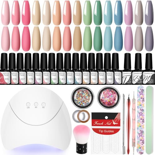 VANREESA U V Nagellack Set, 15 Farben U V Gel Nagellack Set mit 36W U V Nagellampe Schellack Nagellack Set Gelnägel Starterset Gel Nägel Selber Set Geschenk für Frauen