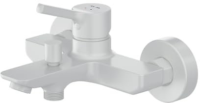 Robinet Salle de Bain, Mitigeur Bain-Douche, Robinet baignoire avec Bec à économie d'eau, Blanc, Résistant aux rayures, Facile à nettoyer X-Joy S FXB10033 AM.PM