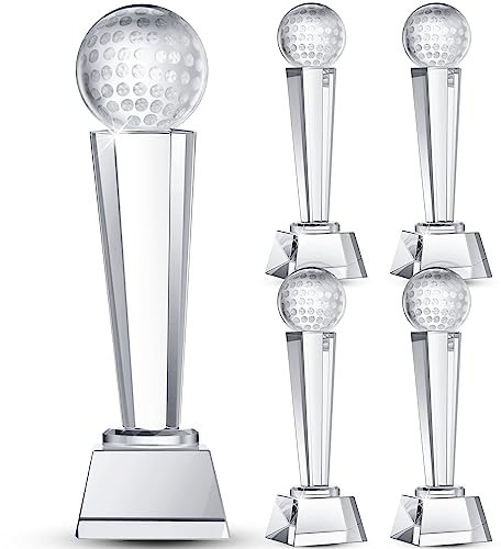 Meooeck 4 Pcs Golf Crystal Glass Trophy Award Tournament Prizes