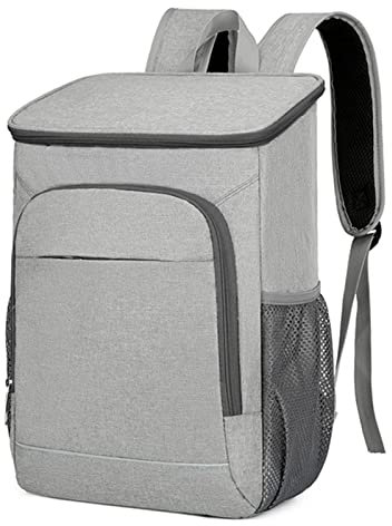 CalmGeek 30L Kühlrucksack Picknicktasche Kühler Rucksack Auslaufsicher Isoliert Lunch Bag Auslaufsichere, Isolierte Lunchtasche für Camping, Wandern, Picknicks, Strand (Grau), 11.8 * 7.1 * 17.3in