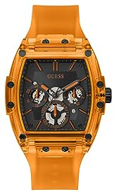 Guess Trend Casual Tonneau Diamond - Reloj para Hombre, 43 mm, Esfera Negra, Caja y Pulsera de Acero Inoxidable