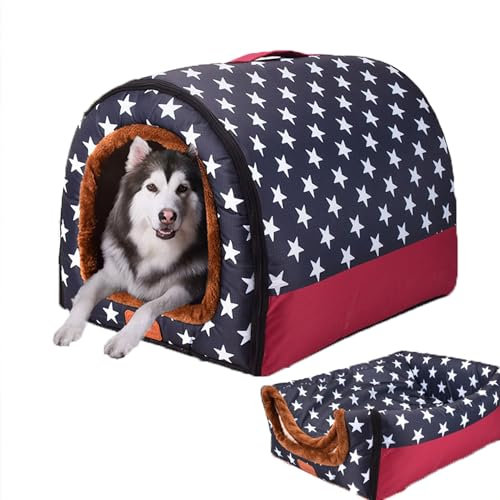 Hundebett Katzenbett, extra großes Hundehaus mit abnehmbarem Kissen, 2-in-1-Hundebett, Haustierbett mit rutschfester Unterseite, mittelgroßer Hundekorb, orthopädisches Kissen für Hund und Katze, 92 x