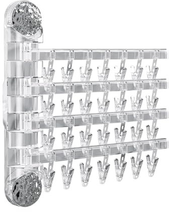 Ergocar Stendibiancheria da Parete, Rotazione di 180°, Durevole Pieghevole Stendibiancheria con Clip, Multifunzione Stendino, per Calzini, Asciugamani, Reggiseni, Lingerie