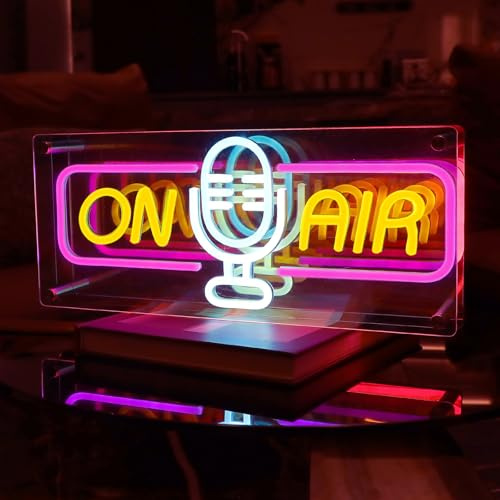 On Air Neonschild für Wanddekoration, USB-betriebenes LED-Regenbogen-Nachtlicht-Schild, Aufnahme-Lichtschild für Wohnzimmer, Spielzimmer, Rundfunkraum, Musikstudio