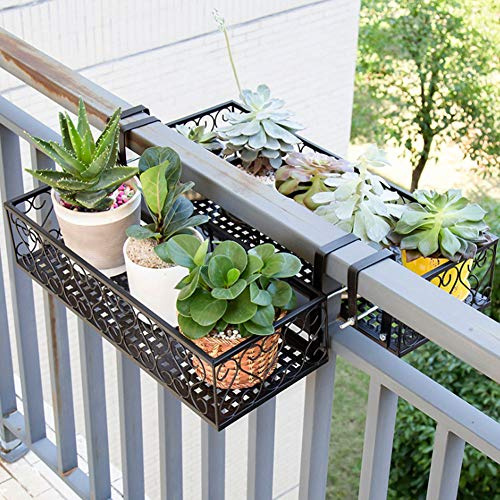 Aramox Eisen-Balkon-Hängeregal für Blumen, Topfständer, Pflanzenaufbewahrung, Geländer, Regal, Dekoration für Balkon, Garten und Zuhause
